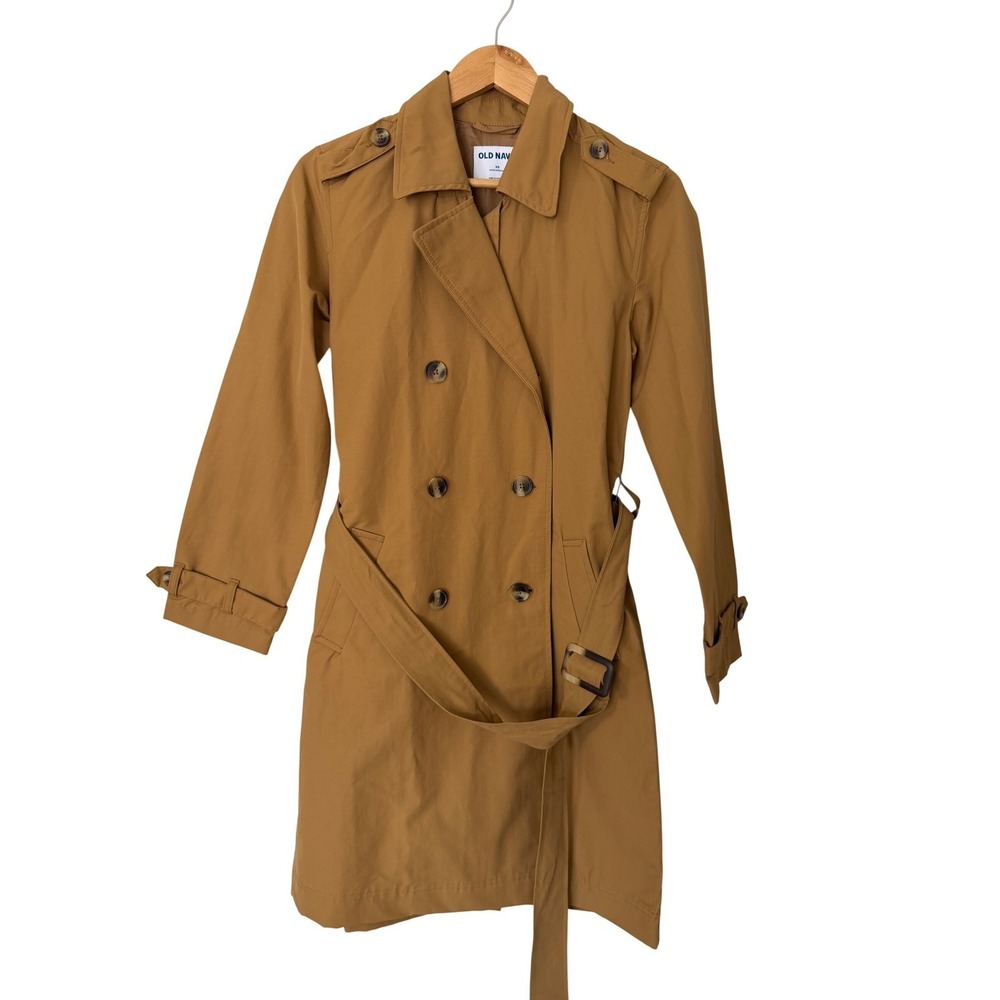 Old Navy Womens Water-Resistant Tie-Belt Trench Coat Tan 413807 NEW